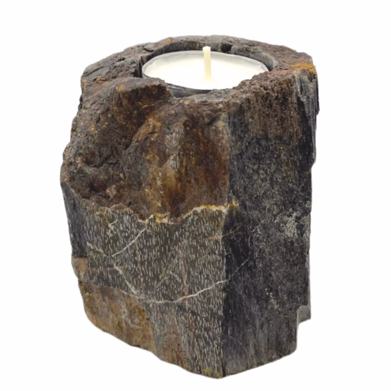 KDMD Petrified Wood Tealight Candle Holder in Brown – 2
