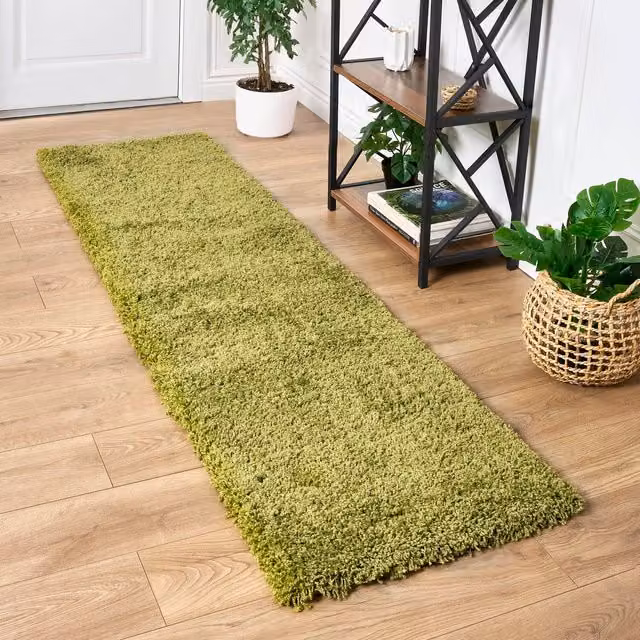 Bravich California Shaggy Rug, Green, W: 230 cm, D: 60 cm