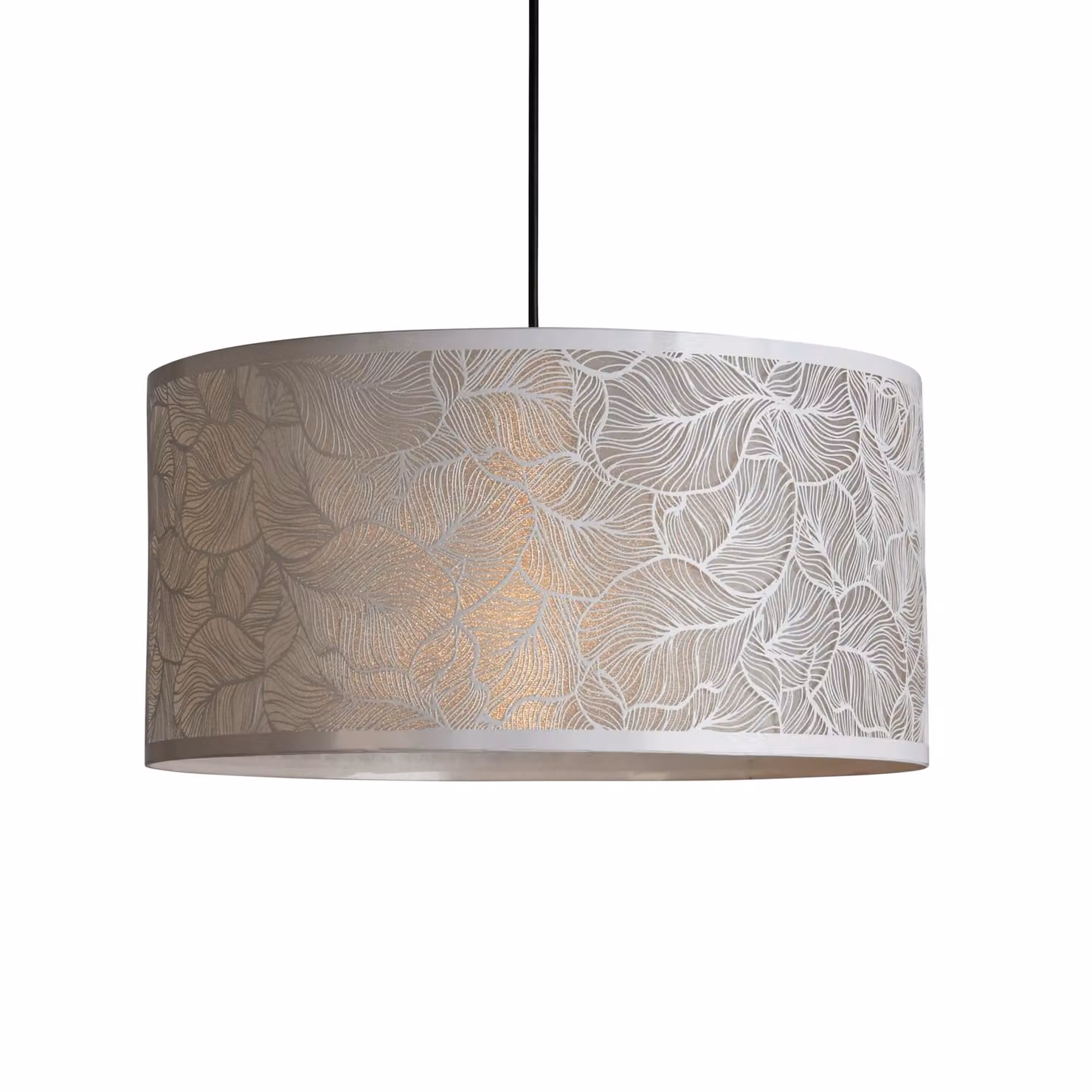Lighting Collection Metal Leaf Easy Fit Cylinder Lamp Shade in White, Diameter: 40 cm – 2