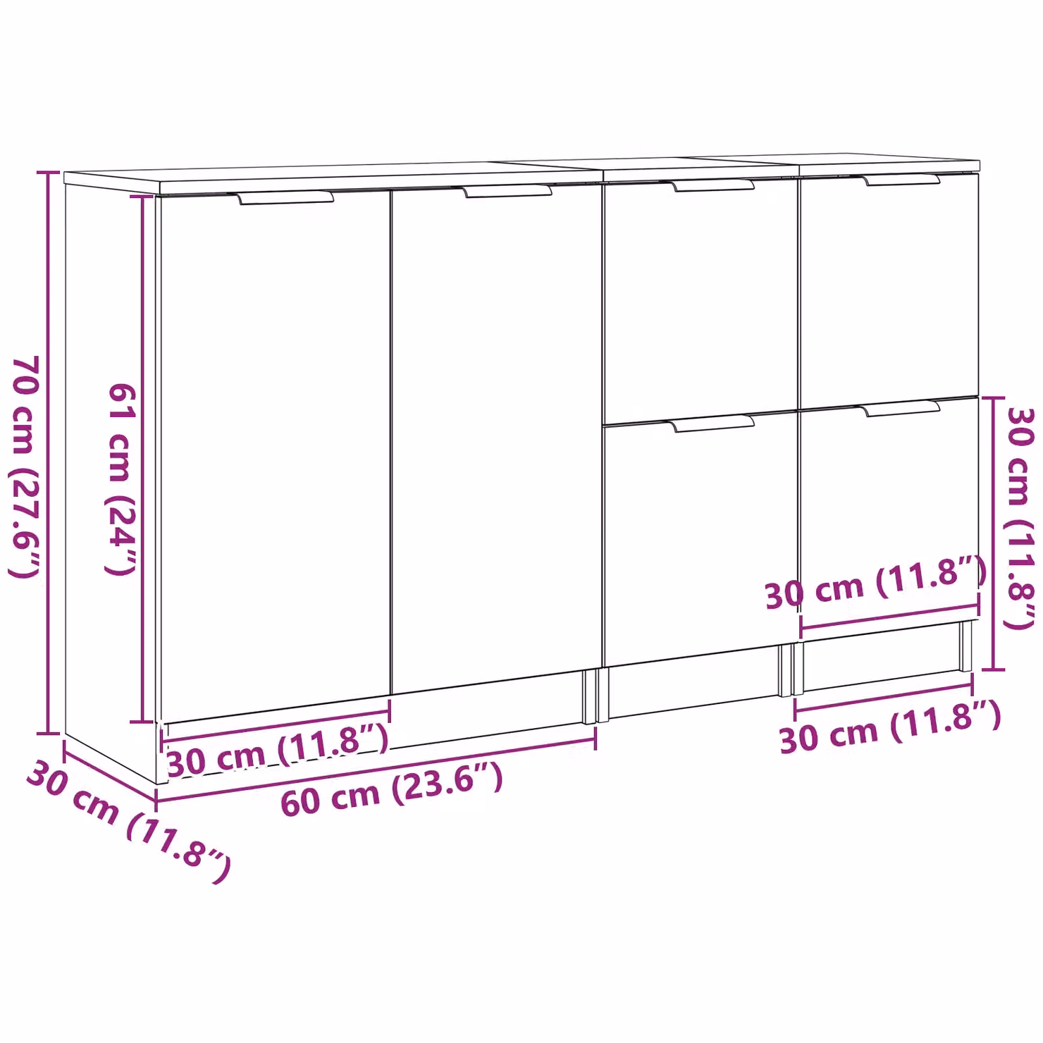 Berkfield Home Set of 3 Modern Black Oak Sideboards in Engineered Wood – 5