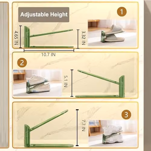 Hygrad Pack of 12 Acrylic Shoe Slot Organisers in Green, W: 25.4 cm, D: 9.5 cm, H: 7.0 cm – 2