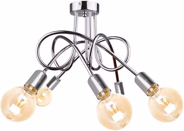Netlighting Rumba Multi Arm Semi Flush Ceiling Light in Silver, Diameter: 50 cm, 5x E27