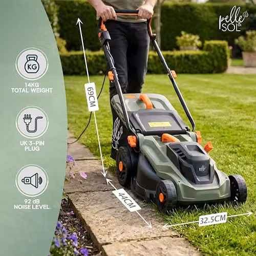 Pelle & Sol Electric Corded Lawn Mower with 38cm Cutting Width and 42L Grass Collector – 6