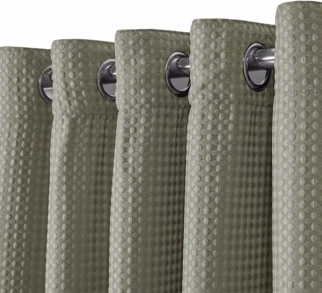 Velosso Waffle Weave Total Blackout Jacquard Eyelet Curtain in Bottle Green, Width: 168 cm, Drop: 137 cm