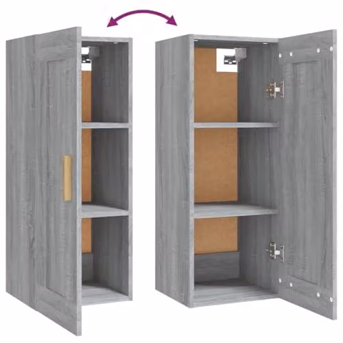 vidaXL Grey Modern Wall Cabinet with Hinged Doors and Internal Shelves W/D/H: 35 x 34 x 90 cm – 3