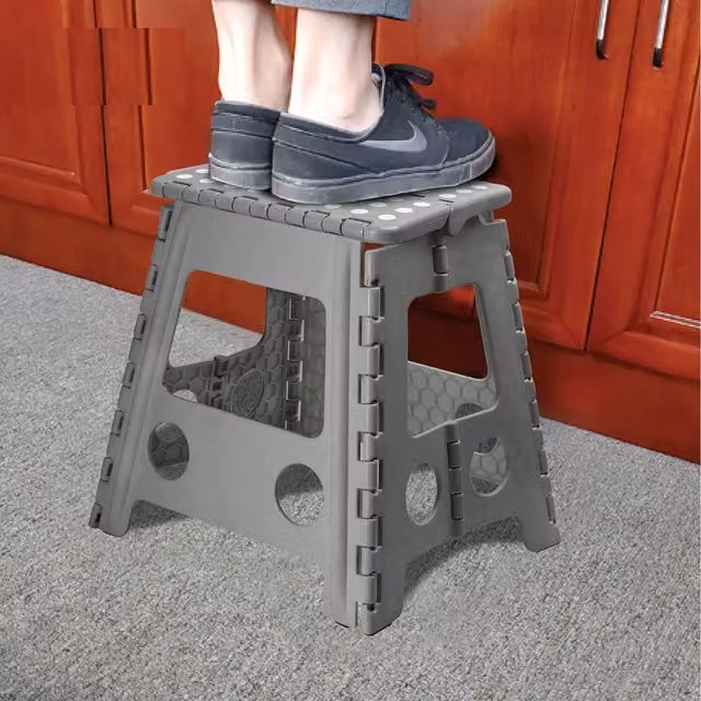 MantraRaj Foldable Plastic Step Stool in Grey