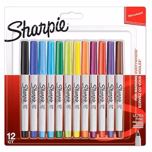 Sharpie Permanent Markers with Fine Point in Assorted Colours, 12 Pack – 1