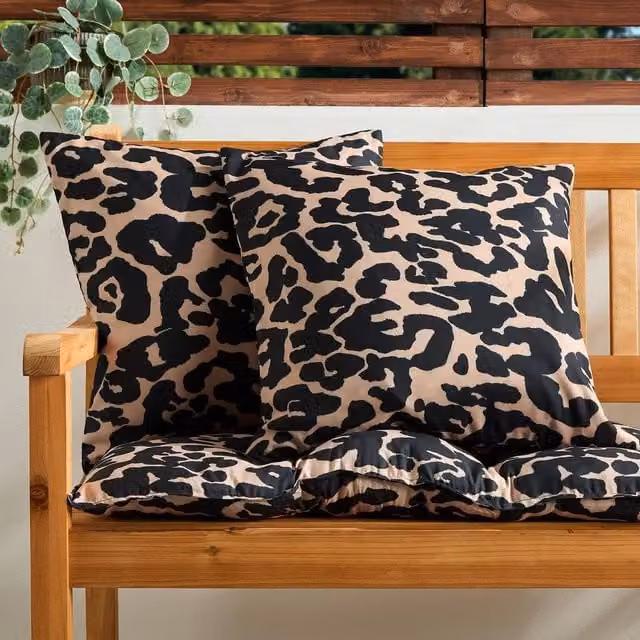 OHS Set of 2 Animal Print Outdoor Garden Cushion Covers, Multicolour, W/D/H: 45 x 45 x 45 cm – 1