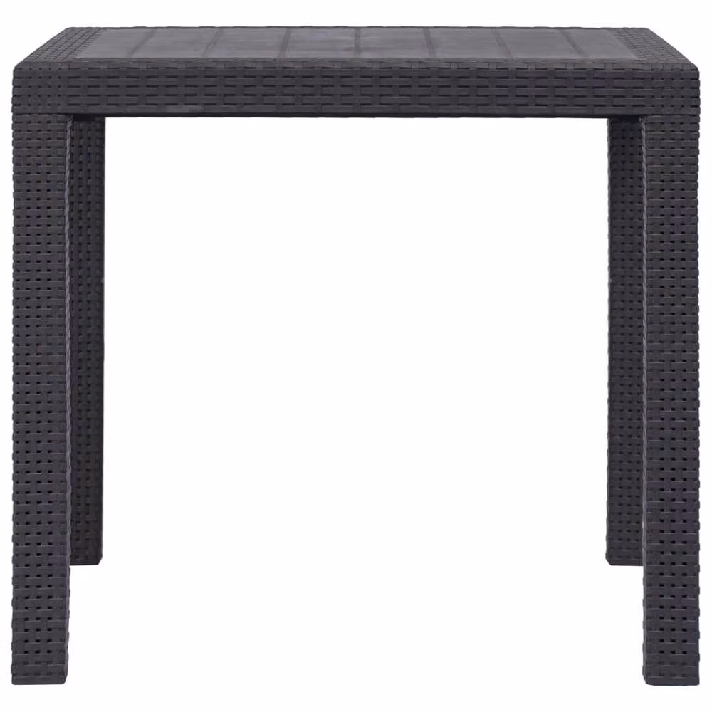Berkfield Home Brown Square Garden Table with Plastic Rattan Look, W/D/H: 79 x 79 x 72 cm – 3