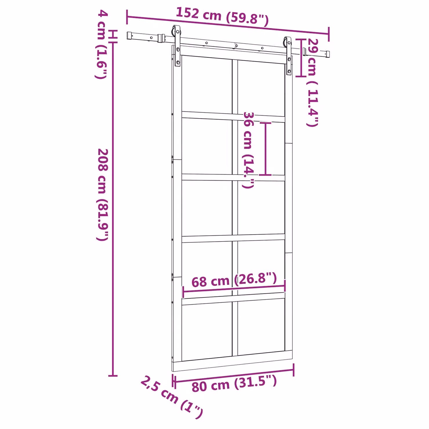 Berkfield Home Rustic Sliding Door in Brown Solid Pine Wood, W: 80 cm, H: 208 cm – 2
