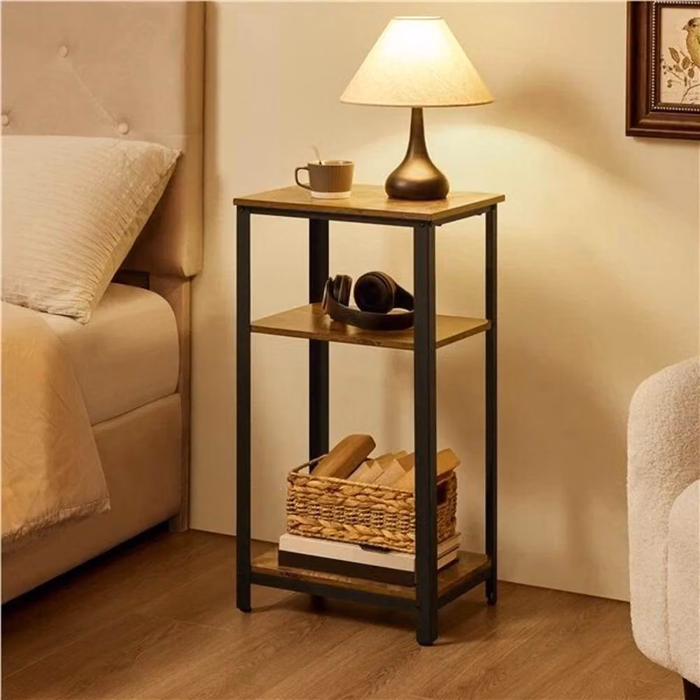 FORGEVIO Rustic Black Wood Side Table and Bedside Table – 4
