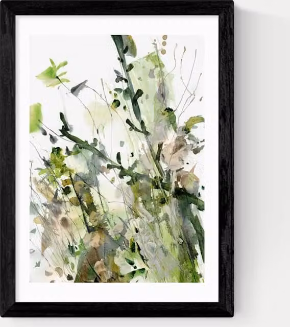 East End Prints Nature's Way Floral Framed Botanical Art Poster in Black, Green and Multicolour