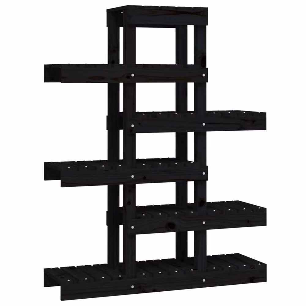 Berkfield Home Black Solid Pine Wood Plant Stand W/D/H: 85 x 25 x 109.5 cm – 2