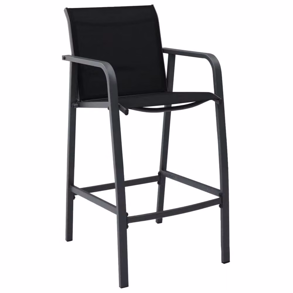 Berkfield Home Set of 4 Soft Garden Bar Chairs in Black Textilene – 3