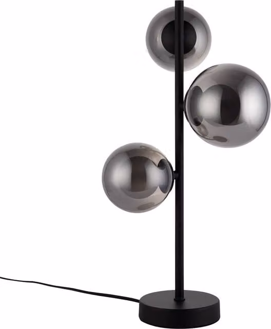 First Choice Lighting Cole Table Lamp in Black with Grey Smoked Glass