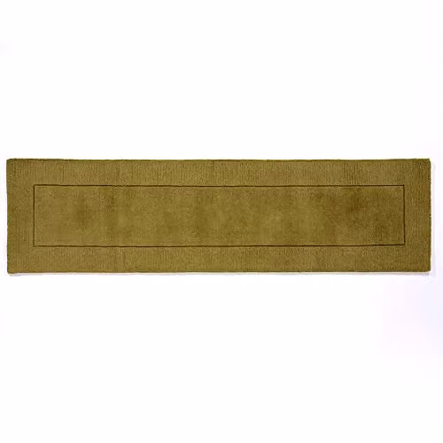 Mayfair Hand-Knotted Natural Wool Living Room Rug in Green, W: 60 cm, L: 230 cm