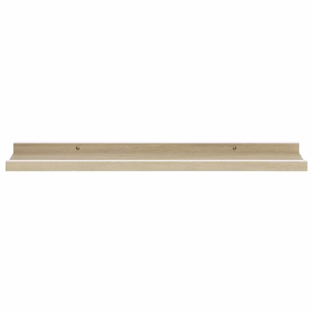 Berkfield Home Wall Mounted Shelves, 2 Piece Set in White and Sonoma Oak, W: 60 cm, D: 9 cm, H: 3 cm – 2