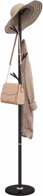 Berkfield Home Industrial Post Tree Coat Stand in Matt Black Metal and Stone, Height: 175 cm