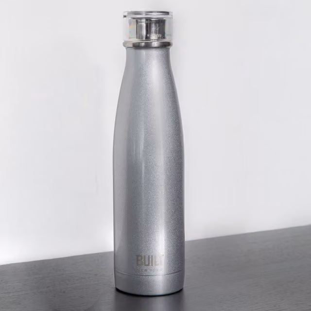 Built Vacuum Insulated Stainless Steel Water Bottle, Silver and Grey, 500 ml