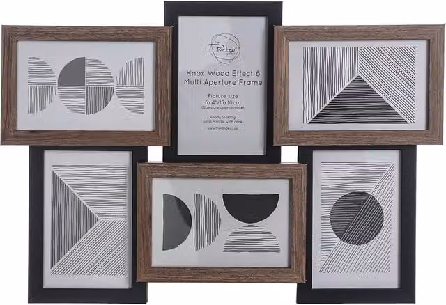 Knox Modern Multi-Aperture Rectangular Hanging Frame in Brown and Black Wood Effect