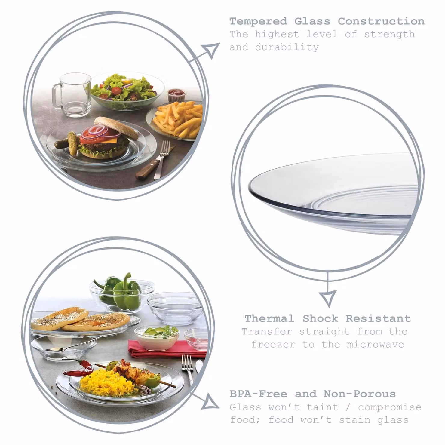 Duralex Lys Glass Dinner Plates, Pack of 6, Transparent, Diameter: 23.5 cm – 2