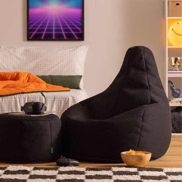 Icon Gaming Performance Mesh Recliner Footstool in Black