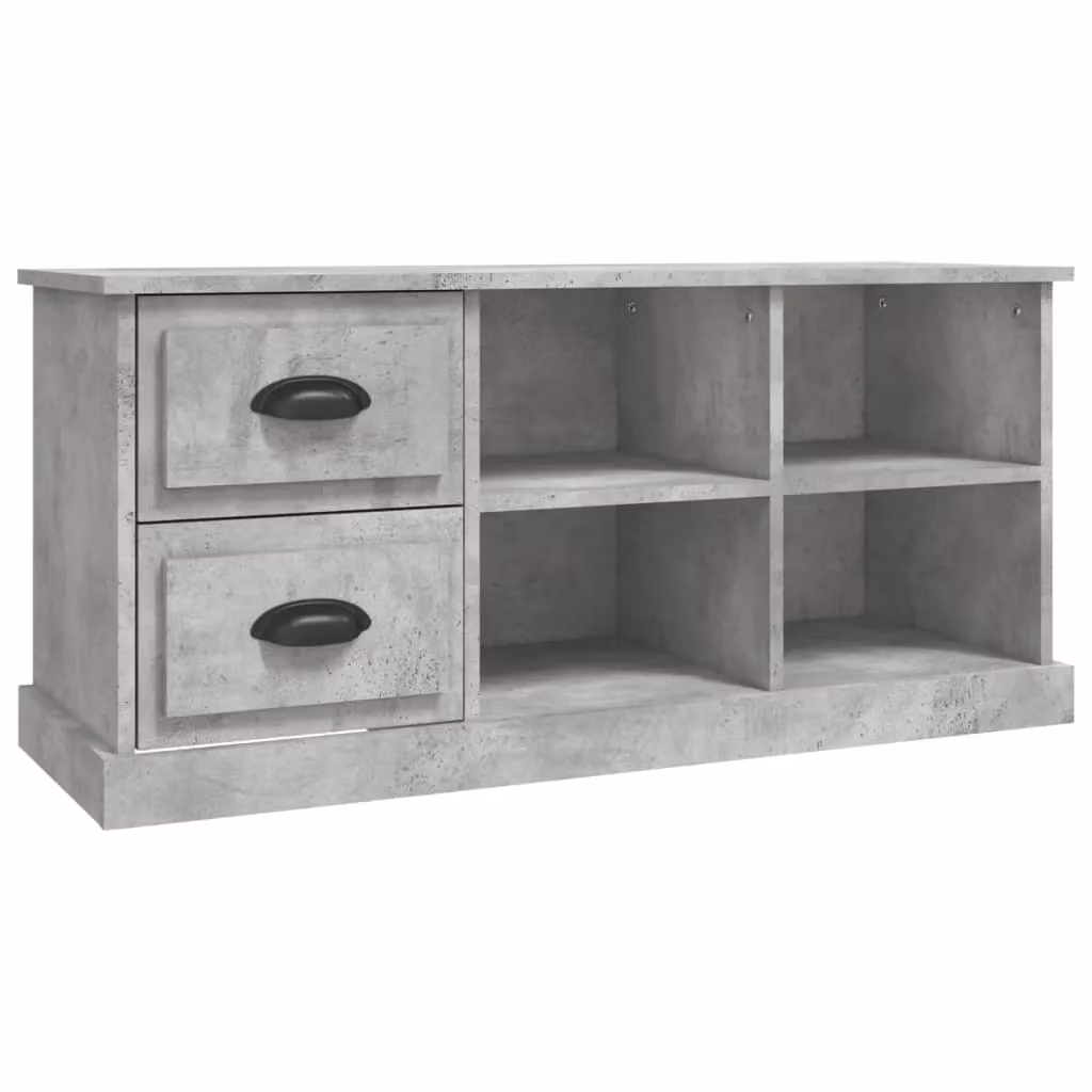 Berkfield Home TV Cabinet in Concrete Grey, Engineered Wood, W: 102 cm, D: 35.5 cm, H: 47.5 cm – 2