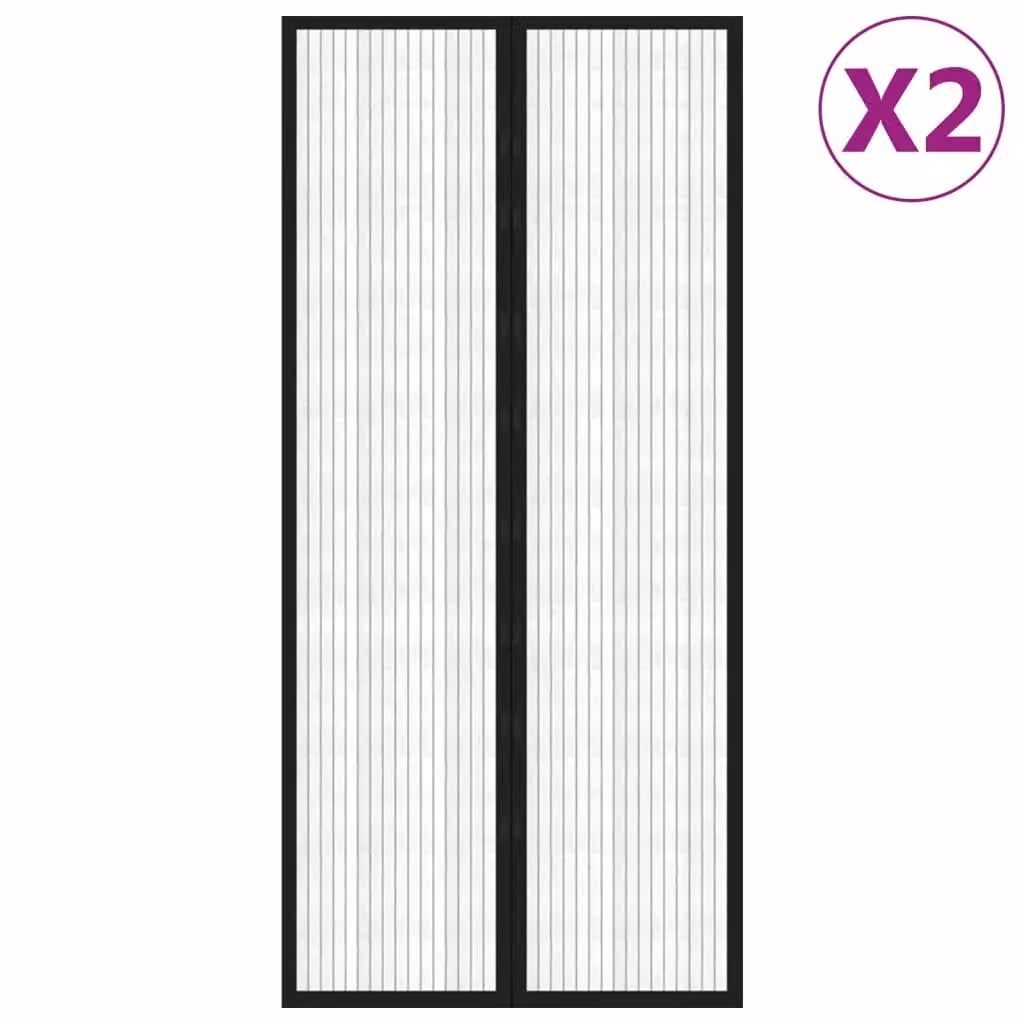 Berkfield Home Insect Door Curtains with Magnetic Blocks, 2 Pack, Black, W/H: 90 x 210 cm – 2