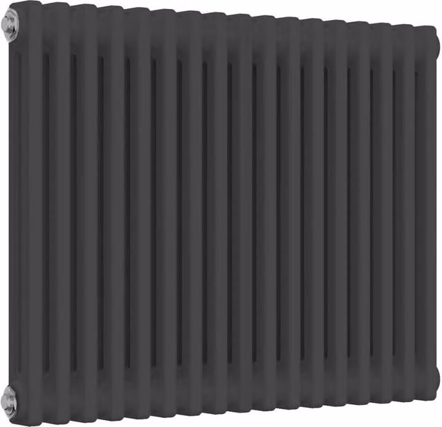 Bathroom Kingdom Colona Anthracite Double Column Horizontal Radiator, Grey, W: 60.0 cm, H: 78.5 cm