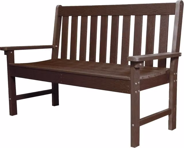 Garden Gear Oakdale Wood-effect HDPE Garden Bench in Brown