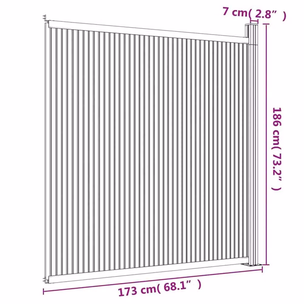 Berkfield Home Grey WPC and Aluminium Opaque In-Ground Fence Panel W: 173 cm, H: 186 cm – 4