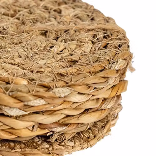 Argon Tableware Round Woven Typha Coasters, Brown, Pack of 6, Diameter: 10 cm – 5