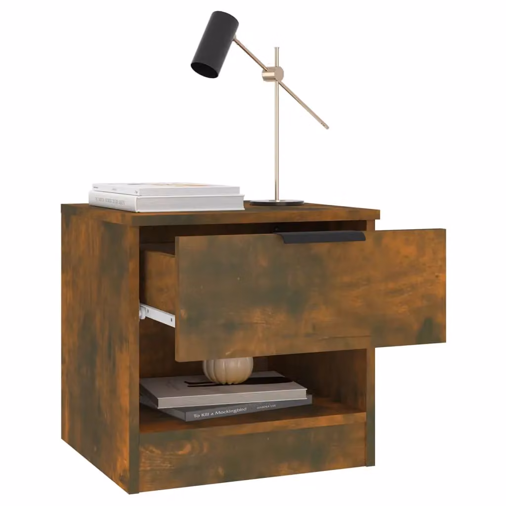 Berkfield Home Set of 2 Smoked Oak Bedside Cabinets in Brown – 3