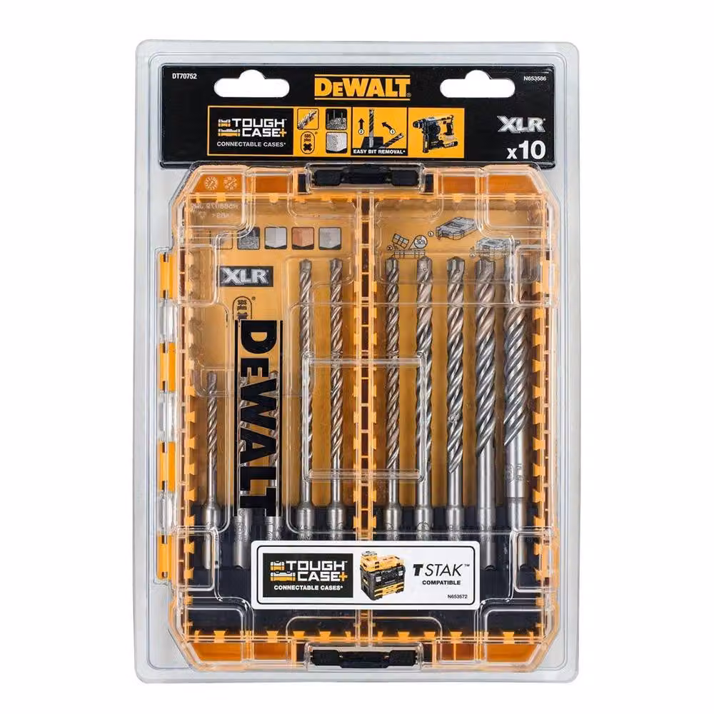 DeWalt TSTAK System DT70752-QZ Carbide Tipped SDS Drill Bit Set, 10 Pack, Silver – 2
