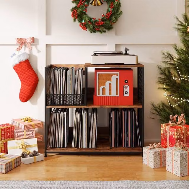 SPETLEK Vinyl Display Rack with 3 Removable Dividers in Brown – 1