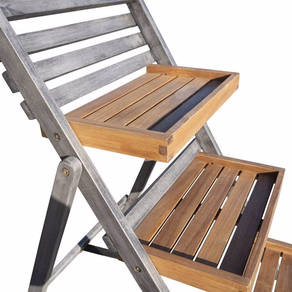 Rowlinson Alderley Small Wooden Plant Ladder Planter in Grey and Multicolour, W: 65 cm, D: 80.5 cm, H: 50 cm – 10
