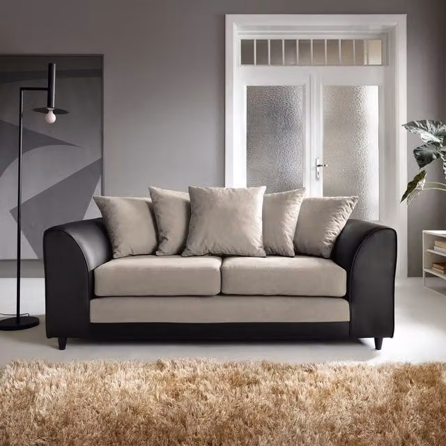 Abakus Direct Dylan 3 Seater Upholstered Fabric Sofa in Sand