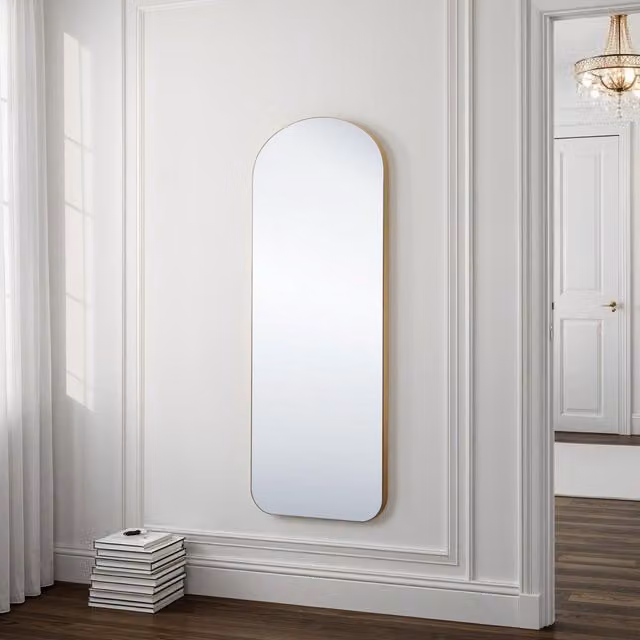 Yearn Minimalist Rectangular Wall Mirror in Gold or Black, H 150 cm x W 60 cm