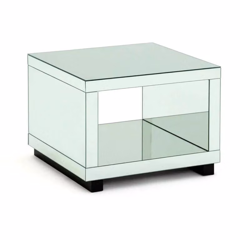 Cheap Furniture Warehouse Sylvie Square Mirrored Coffee Table in Silver with Glossy Glass Top W/D/H: 60 x 60 x 45 cm