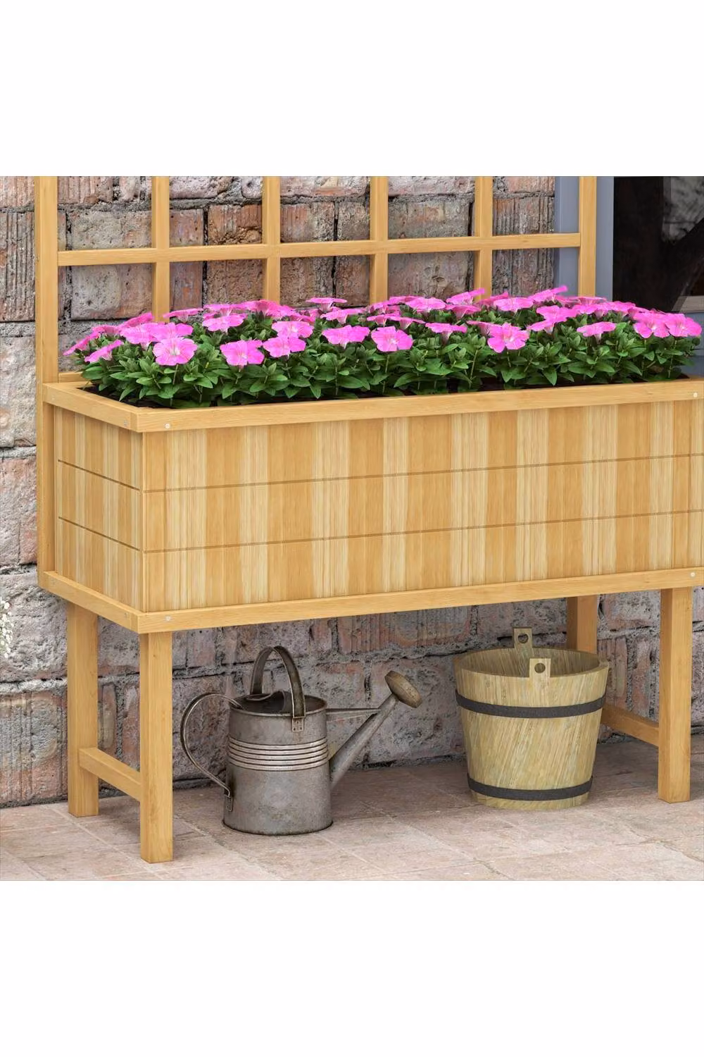 ERGOVEXA Brown Wooden Raised Garden Bed for Vegetable and Ornamental Gardens, W: 105 cm, D: 45 cm – 2