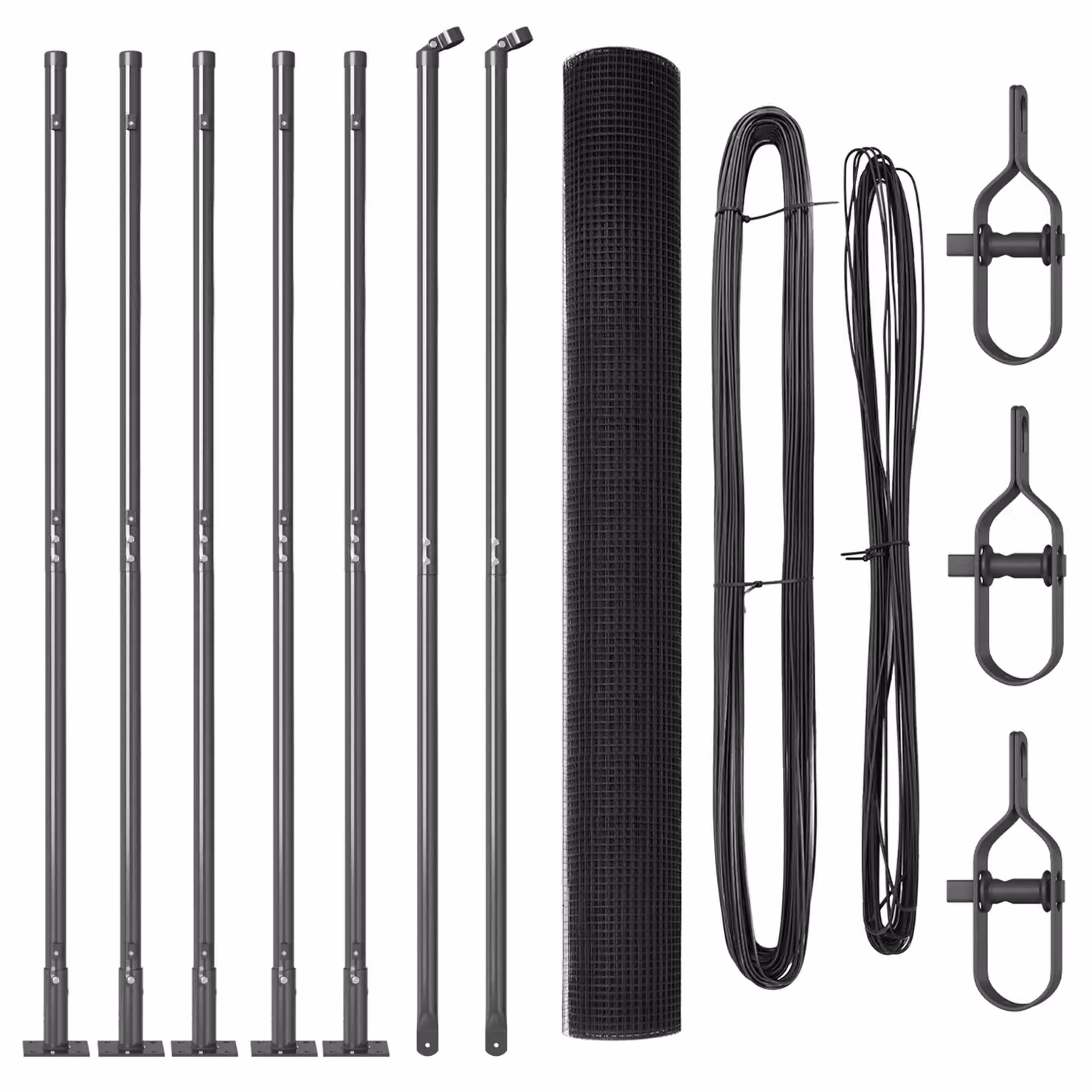 Berkfield Home Grey Steel Welded Wire Fence with 7 Flanged Posts, W: 10 m, H: 1.5 m – 2