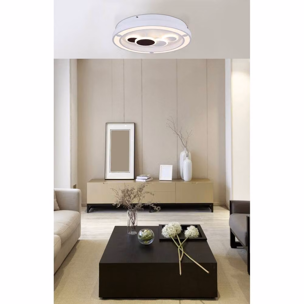 Netlighting Kolli White LED Semi Ceiling Light with Remote Control and Dimmable CCT Settings – 5