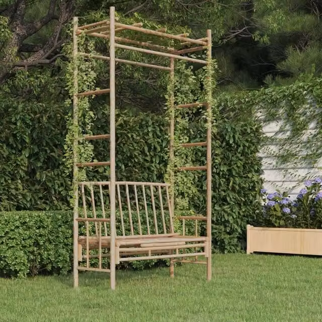 Berkfield Home Brown Bamboo Garden Bench with Pergola