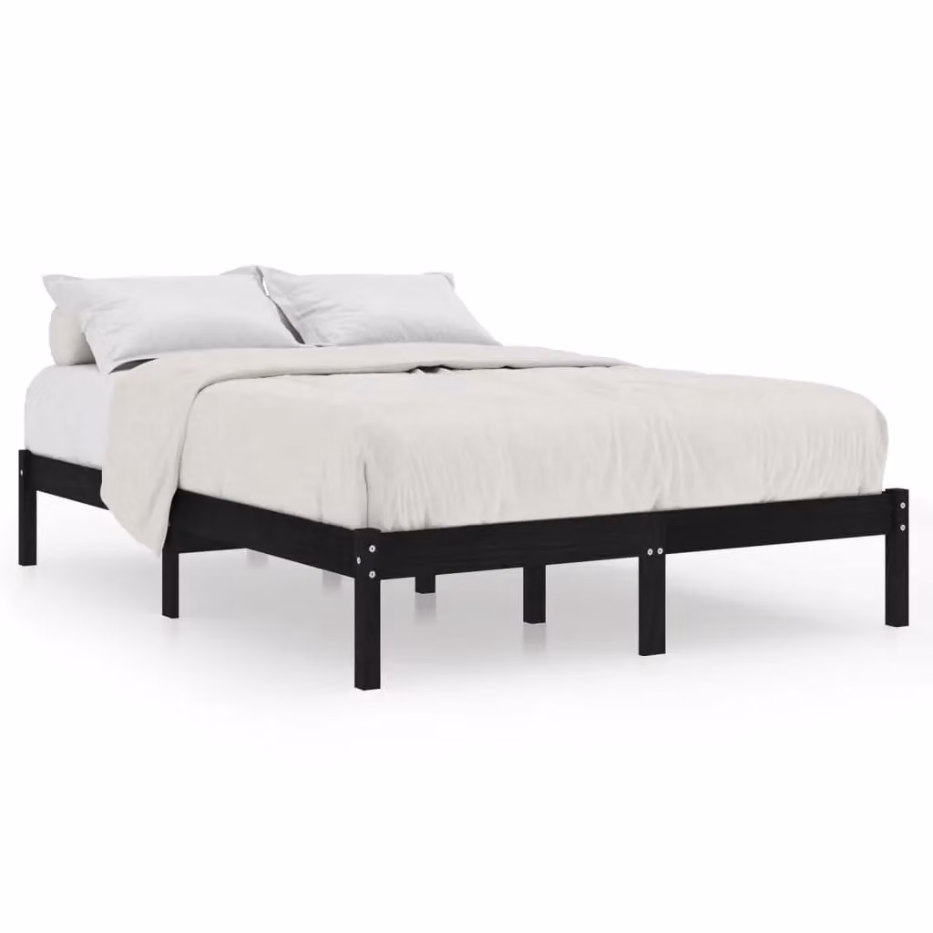 Berkfield Home Modern Black Solid Wood Pine Bed Frame W/D/H: 200 x 200 cm – 2