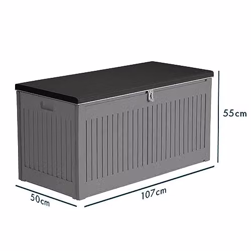 AIRWAVE Grey Plastic Outdoor Garden Storage Deck Box 270L – 2