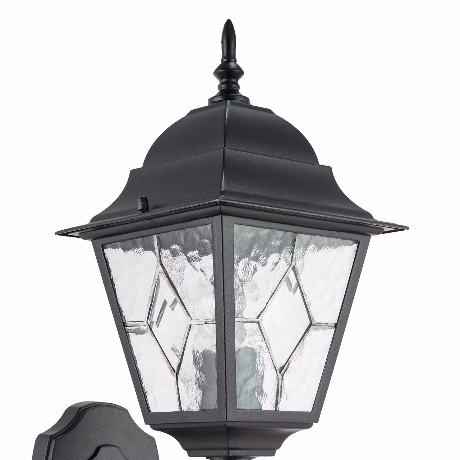Happy Homewares Traditional Cast Aluminium Outdoor Lantern Wall Light with Cathedral Glass, Black, H 40.0 cm x W 26.0 cm x D 26.0 cm – 3