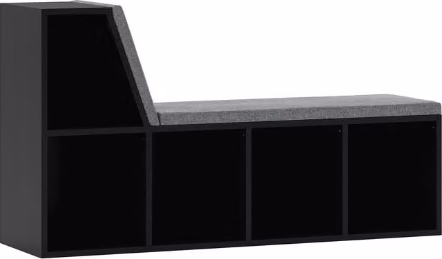 HOMCOM 2 Tier Modern Black Wood Bookshelf with Removable Cushions – 1
