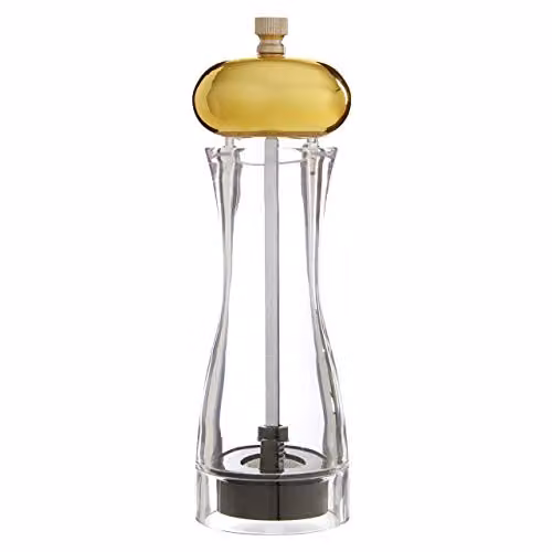 Premier Housewares Salt and Pepper Grinder in Gold and Transparent with Ceramic and Metal Mechanism