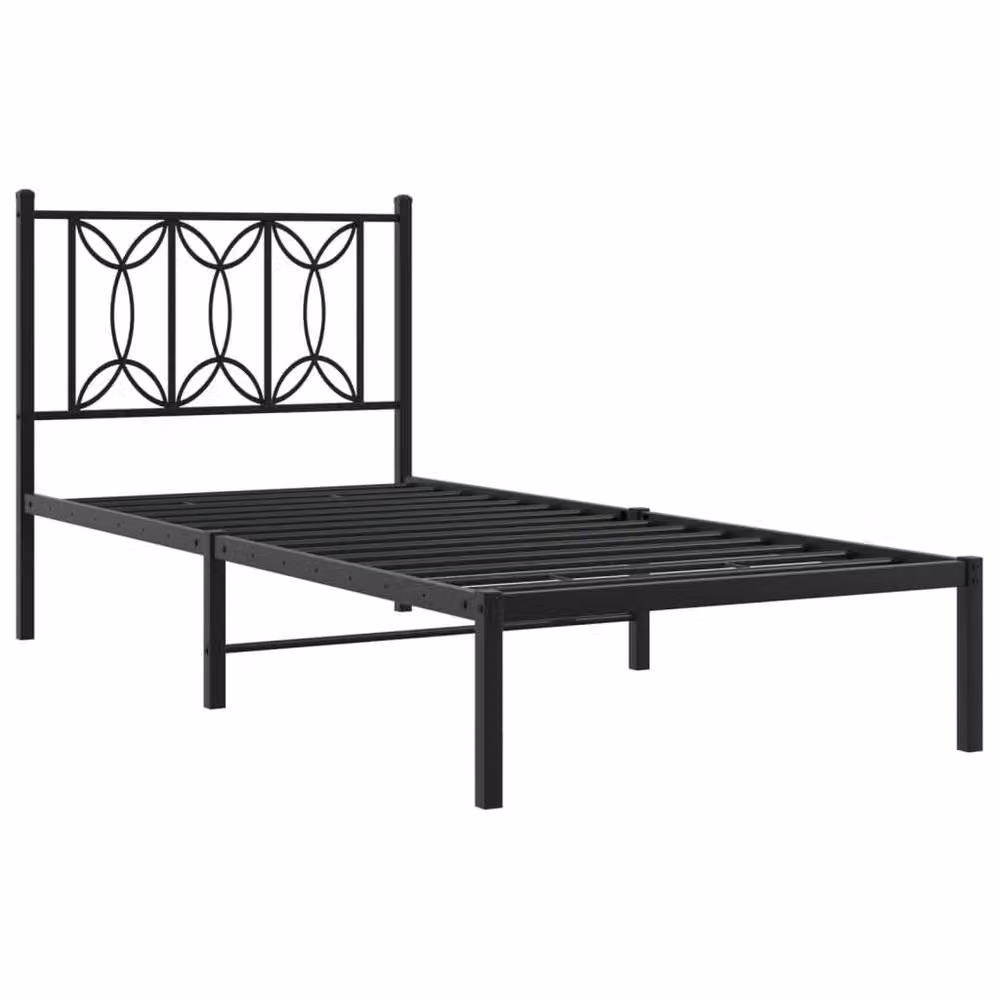 Berkfield Home Metal Bed Frame with Headboard, Black, W/D/H: 75 x 190 cm – 3