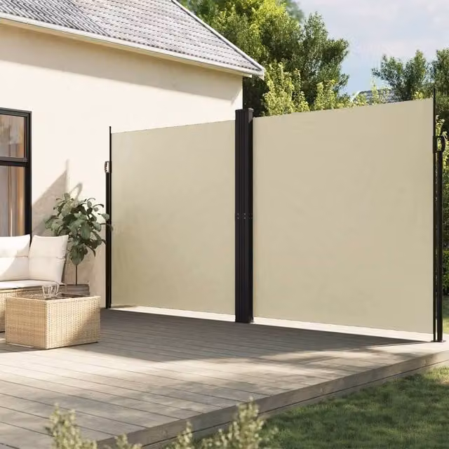 Berkfield Home Retractable Side Awning in Cream, W/H: 200 x 1000 cm